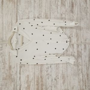 White with black dots button up top